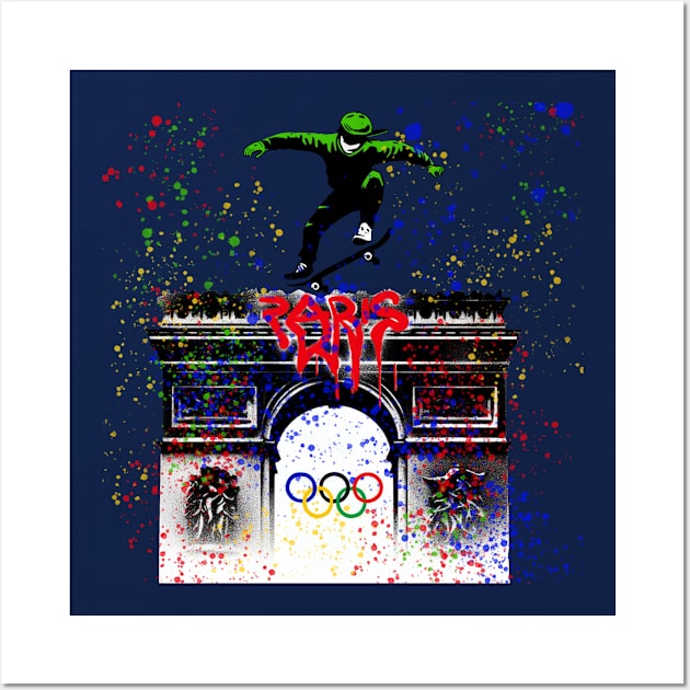 Summer Olympics 2024 Paris Skateboarding Wall Art by Creatures Behaving Oddly